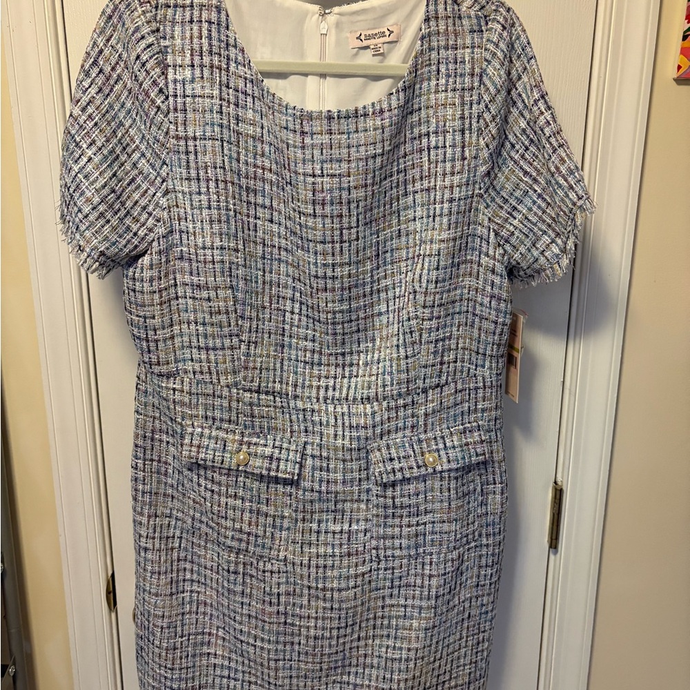Nanette Lepore Blue and White Tweed Mini Dress